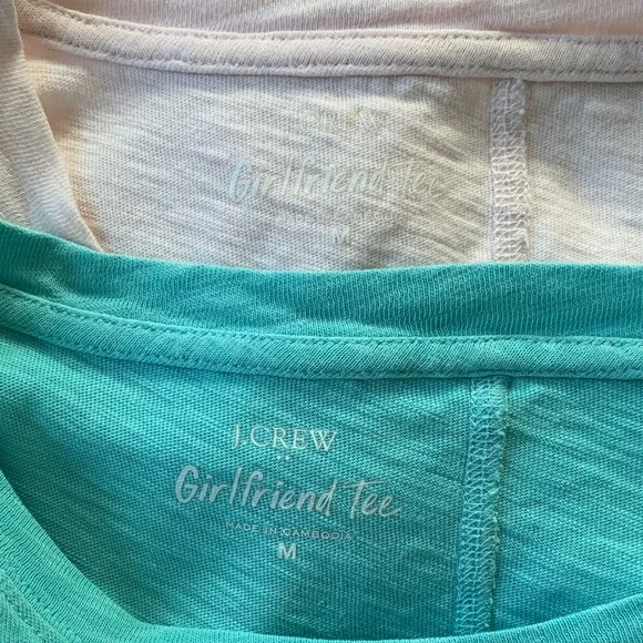 Crew Girlfriend Tee Set of 2 Medium 100% Cotton Pink Blue Basic T-Shirts - Picture 10 of 11